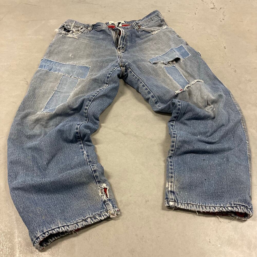 Baggy Y2K thermal lined patchwork carpenter Jeans 36x32